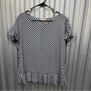 Navy White checked top